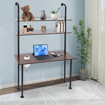 Mannington Iron Leaning / Ladder Desk with Built-In Electrical Outlet