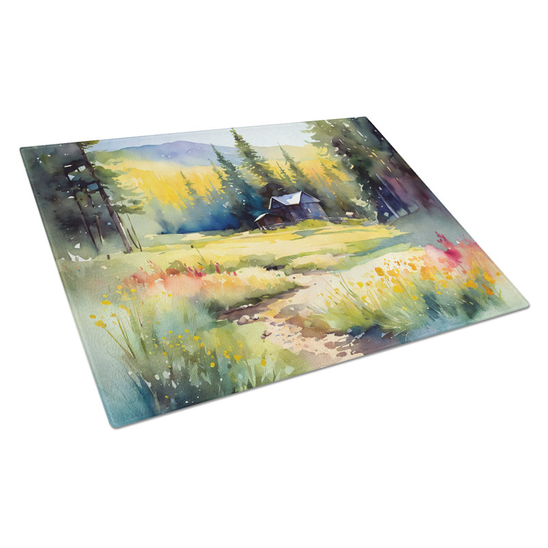 Grande planche à découper en verre aquarelle Montana Bitterroot