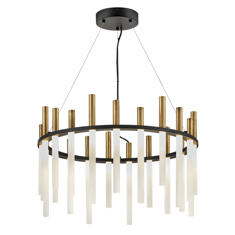 Echo Integrated LED Single Tier Chandelier w/ Etched Acrylic Rods