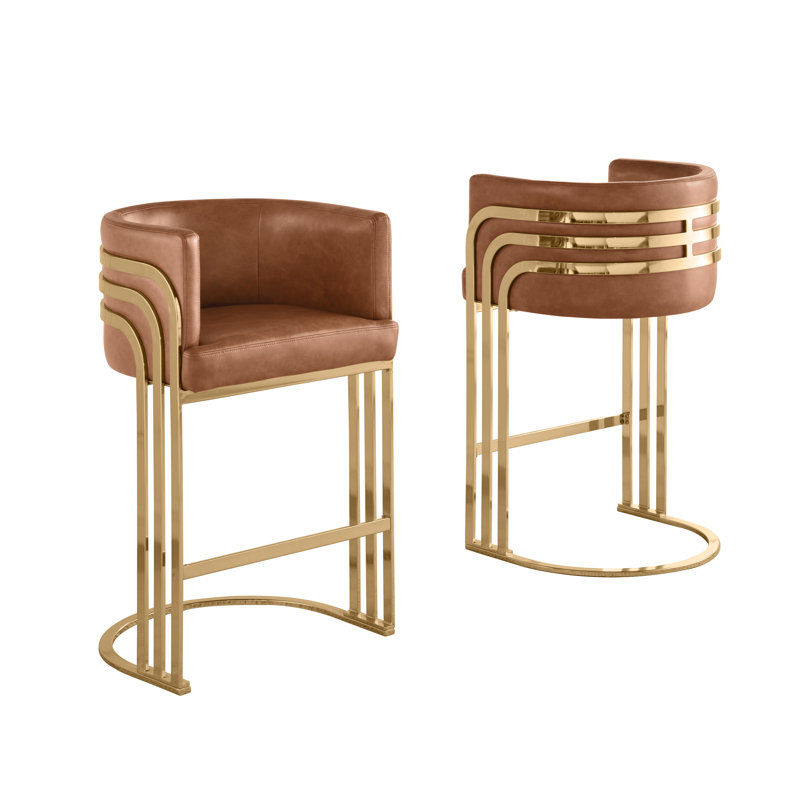 Tabouret de bar Teddy (24 po) et tabourets de bar (29 po) avec structure chromée, Caramel