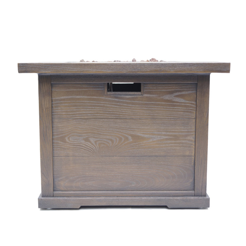 Outdoor Patio 24'' H X 32'' W Square Gas Burning Mgo Fire Pit (Tank Inside), Brown With Wood Pattern - 40,000 BTU
