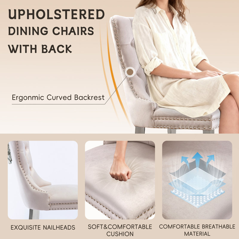 Chaises de salle à manger rembourrées Modern, Beige