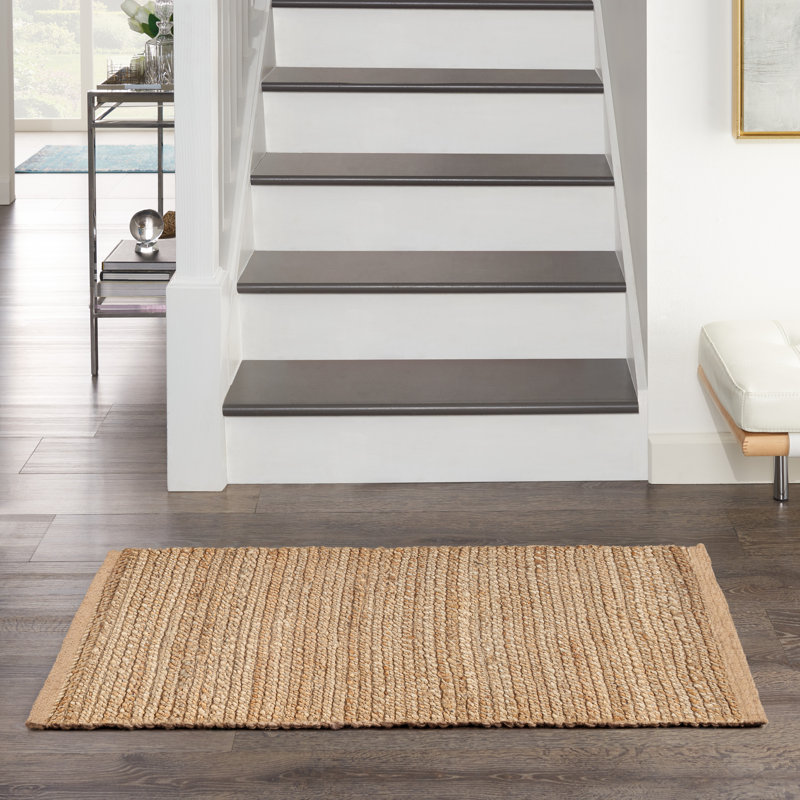 Tapis tissé à plat de couleur unie Gerri, Rectangulaire 2 pi x 3 pi, Tanné