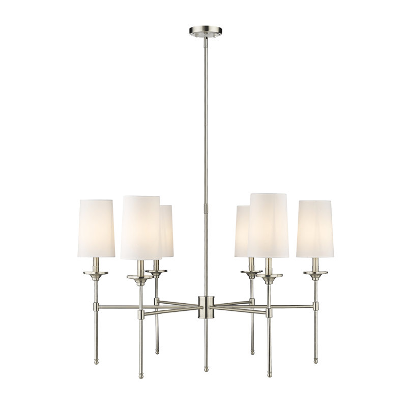 Lustre traditionnel / classique à 6 lumières de style bougie Hayse, Nickel brossé