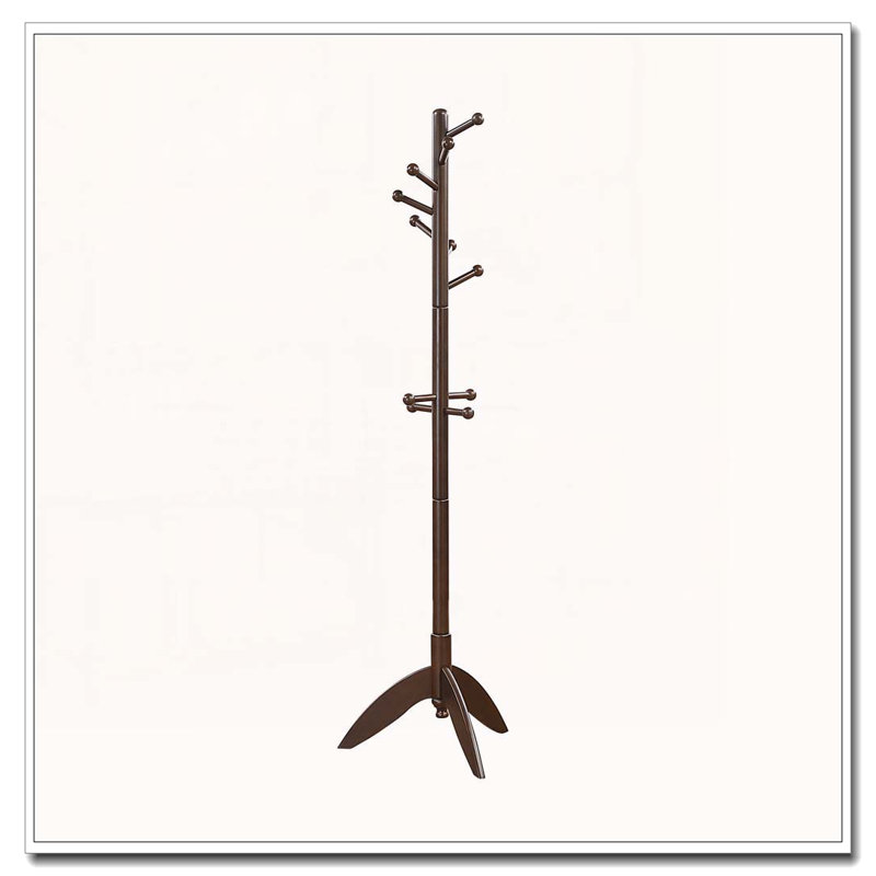 Portemanteau en bois massif, 11 crochets, Marron foncé