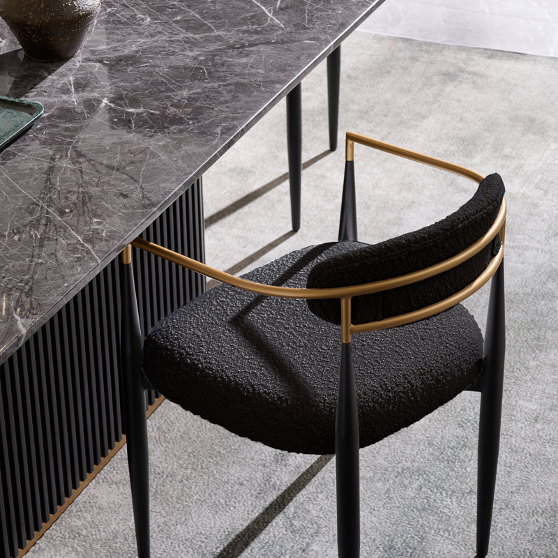 Velora Modern Faux Marble Dining Table Set for 4, Black, 5 Pieces: Table, 4 Chairs