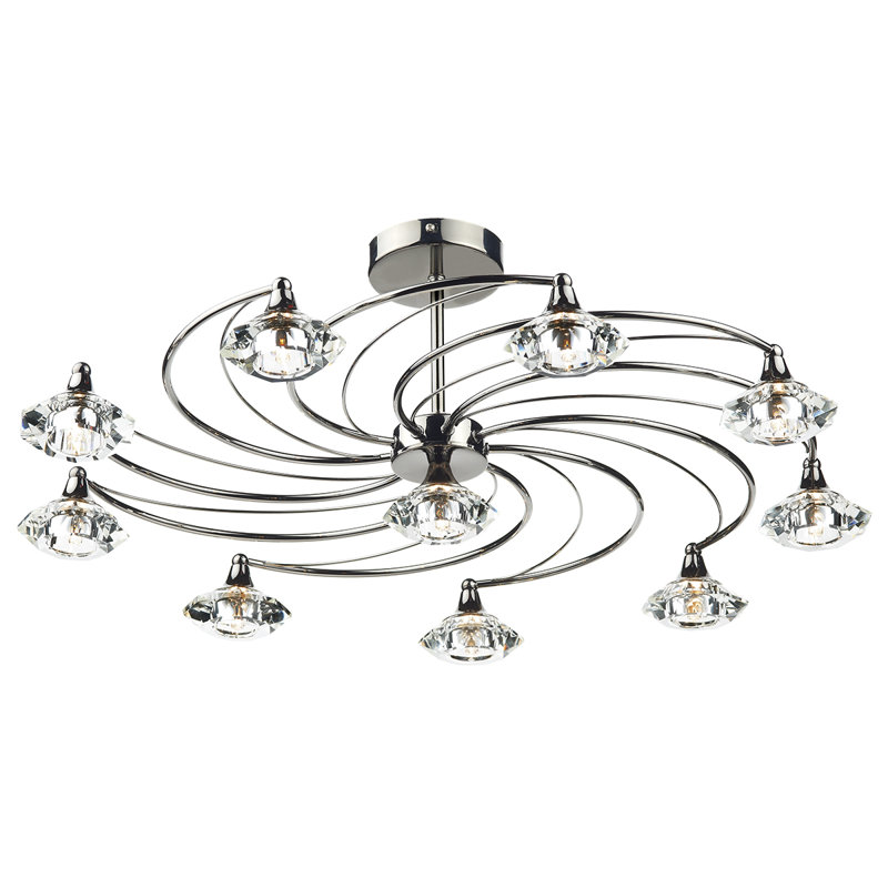 Greenhaw Glass Semi Flush Mount, Black Chrome