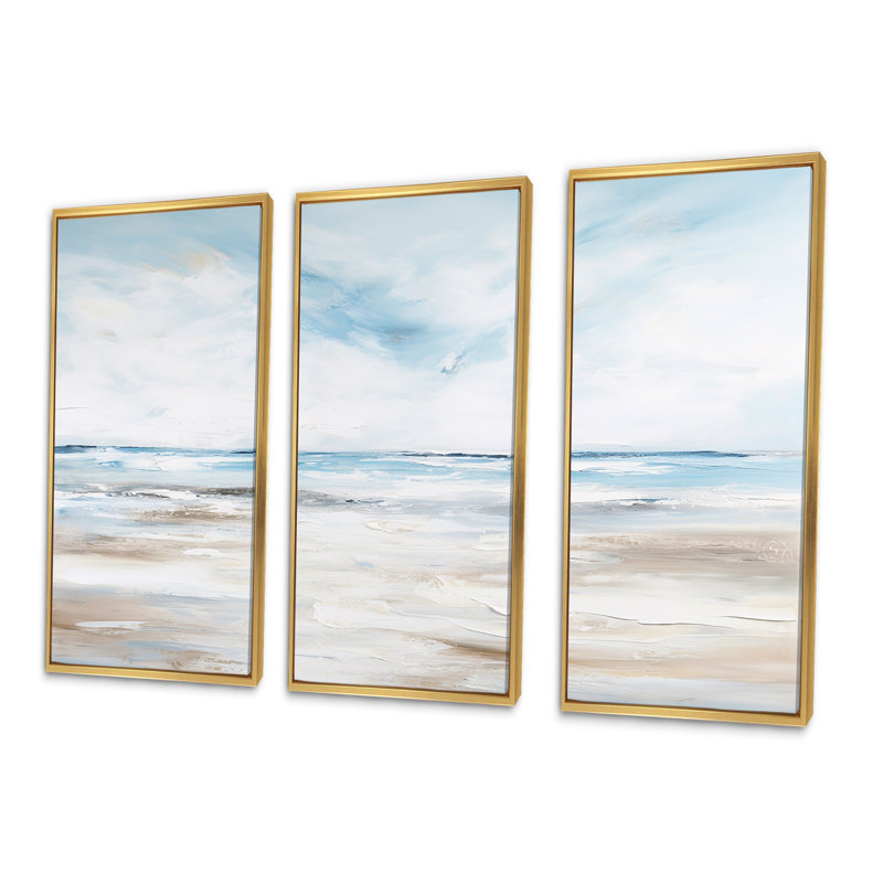 Pomerleau - Coastal Ocean Canvas Art Set, Gold Floater Framed, 40" H x 60" W x 1" D