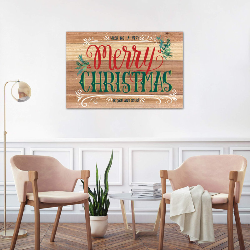 Christmas Greenery III by Amanda Mcgee - Print on Canvas, 66.04 cm H x 45.72 cm W, Brown Floater Framed