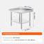 Table de travail en acier inoxydable, table de travail de préparation des aliments 24 x 28 x 26 pouces, table de travail robuste à 3 côtés avec dosseret, table de travail en métal avec hauteur réglable pour hôtel restaurant-145742034