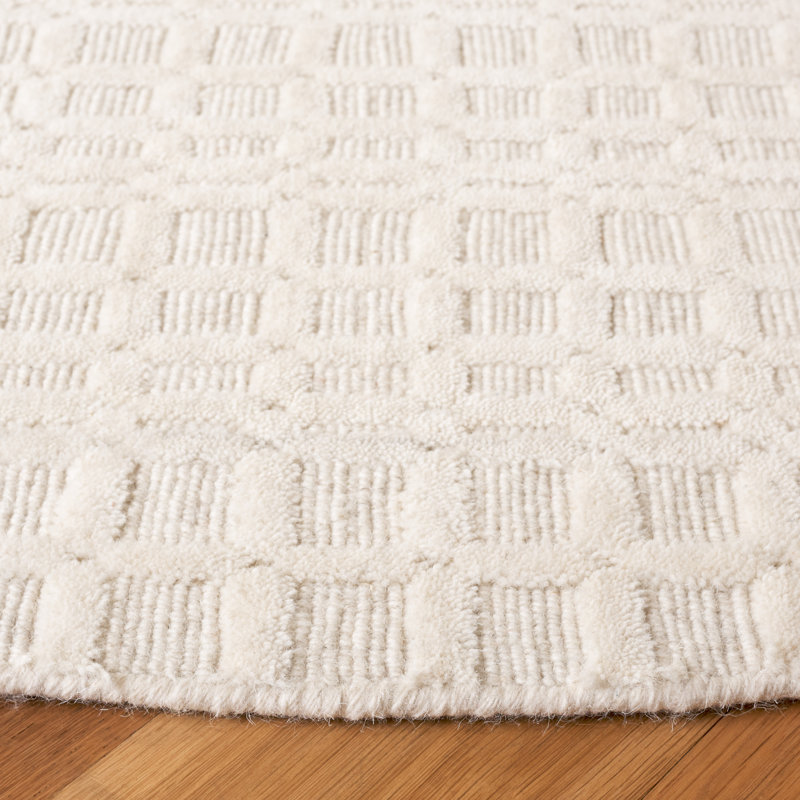 Tapis ivoire en laine / coton tissé à la main Keyonie, Rond 6 pi