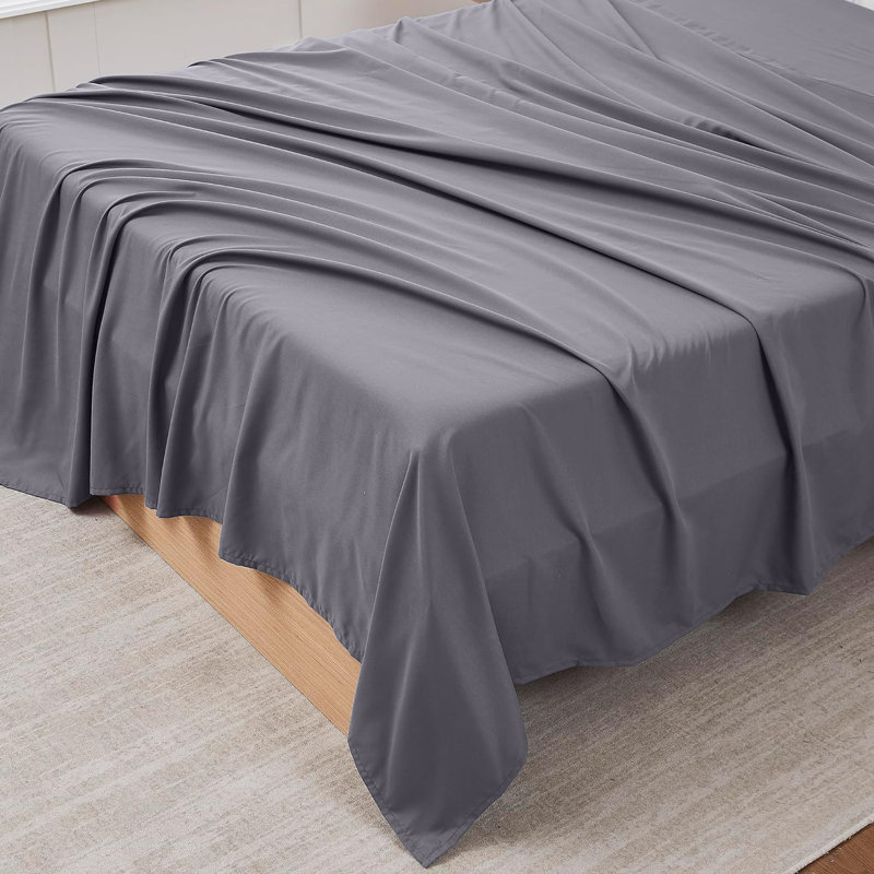 Sidak 100% Cotton Brushed Flat Sheet, Grey, Super King (6')