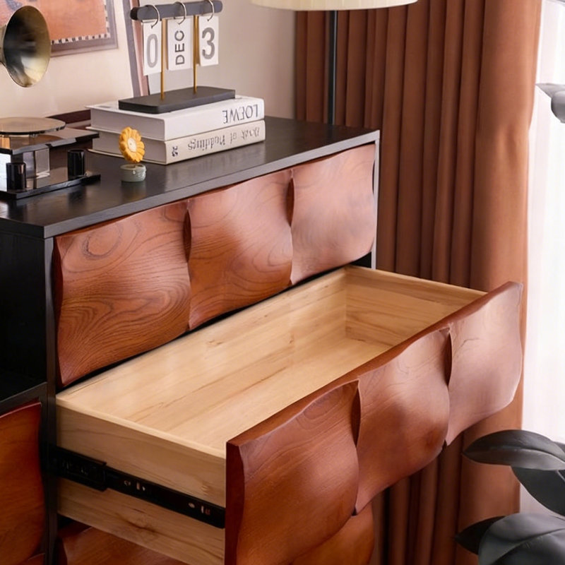 Black+Dark-brown Solid + Manufactured Wood Accent Cabinet