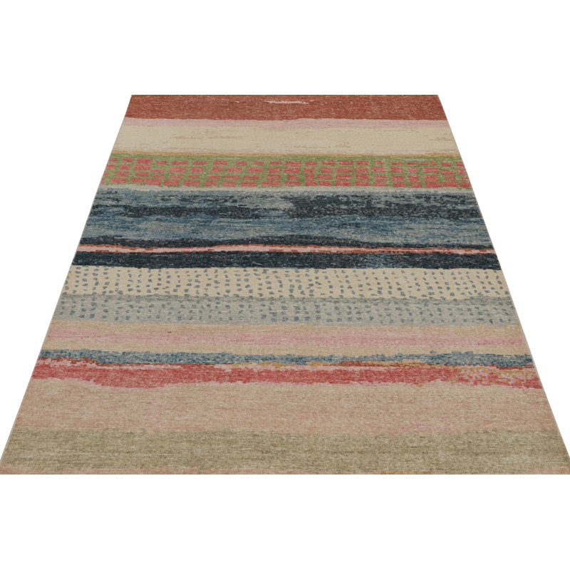 Distressed Homage Hand Knotted Wool Abstract Area Rug, Rectangle 12' x 18'