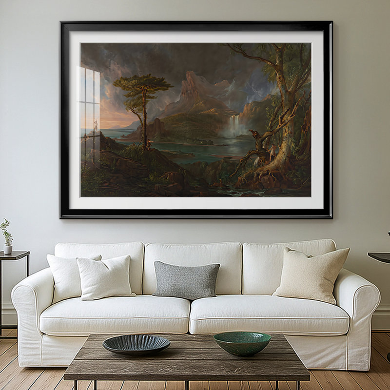 «The Course of Empire: The Savage State» (doublon de THC9.) - Thomas Cole - reproduction encadrée avec passe-partout et verre - 1834