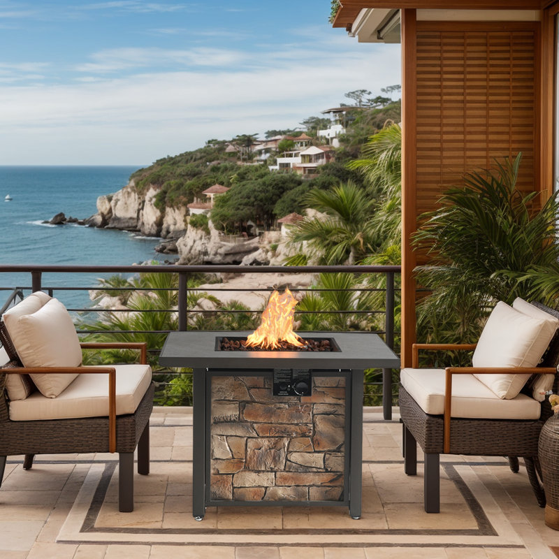 24" H X 36" W Propane Outdoor Fire Pit Table With Cover
