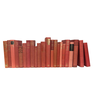 Decorative Books - Vintage Coral Book Bundle - 1 Foot of Reddish Pink Books