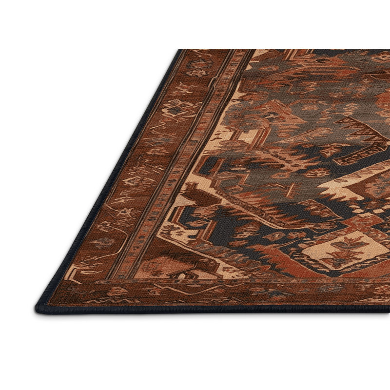 Tapis brun lavable à la machine, Rond 4 pi