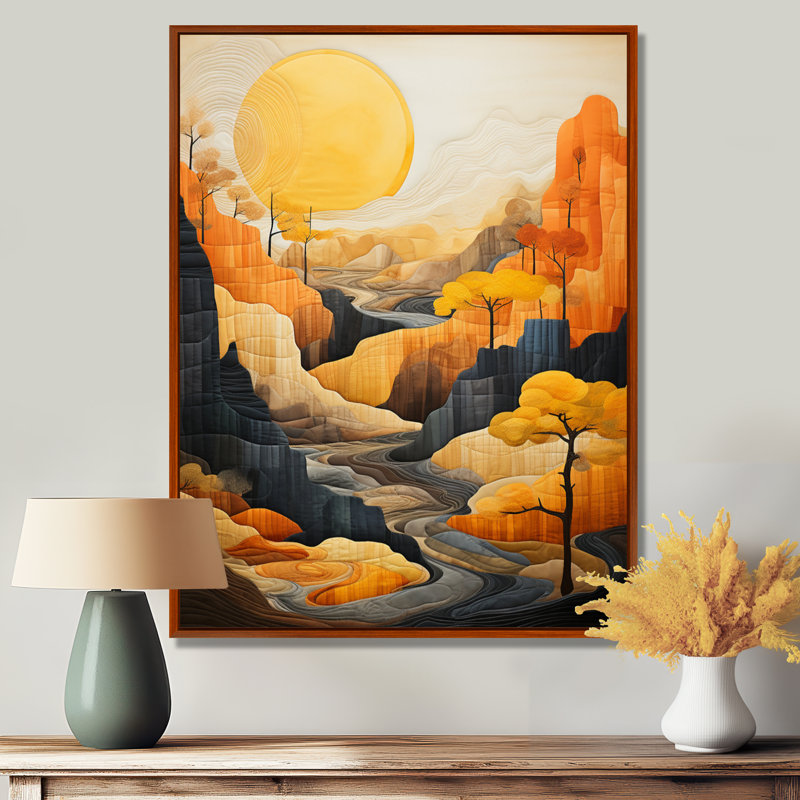 «Leesha Bold Landscape Canyon Desert» - art mural Canyon, H 20 po x l 12 po x P 1 po, Cadre flottant brun