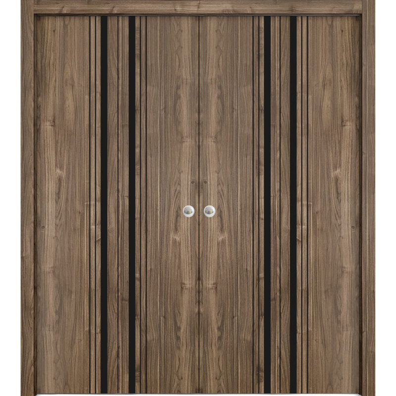 Porte de grange en bois massif massif, 72 po x 96 po, Noyer