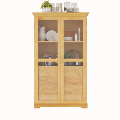 44.7x20x75inch Kitchen Pantry, Freestanding Kitchen Storage Cabinet Display Cabinet with Glass Doors and 4 Built-in Drawers for Living Room, Home Offi by One Allium Way