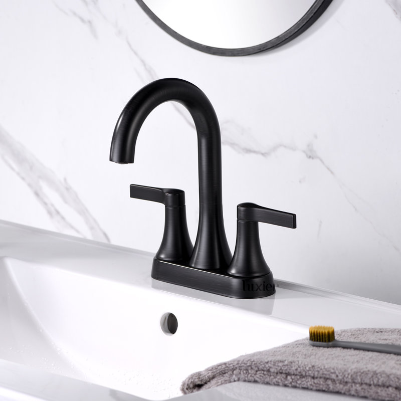 Robinet de salle de bain central à 4 poignées 4 po avec bonde escamotable 4 po, Bronze huilé