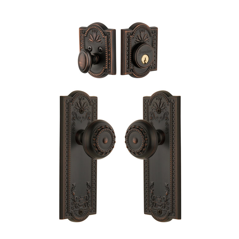 Parthenon Complete Entry Knob Set with Deadbolt, Timeless Bronze