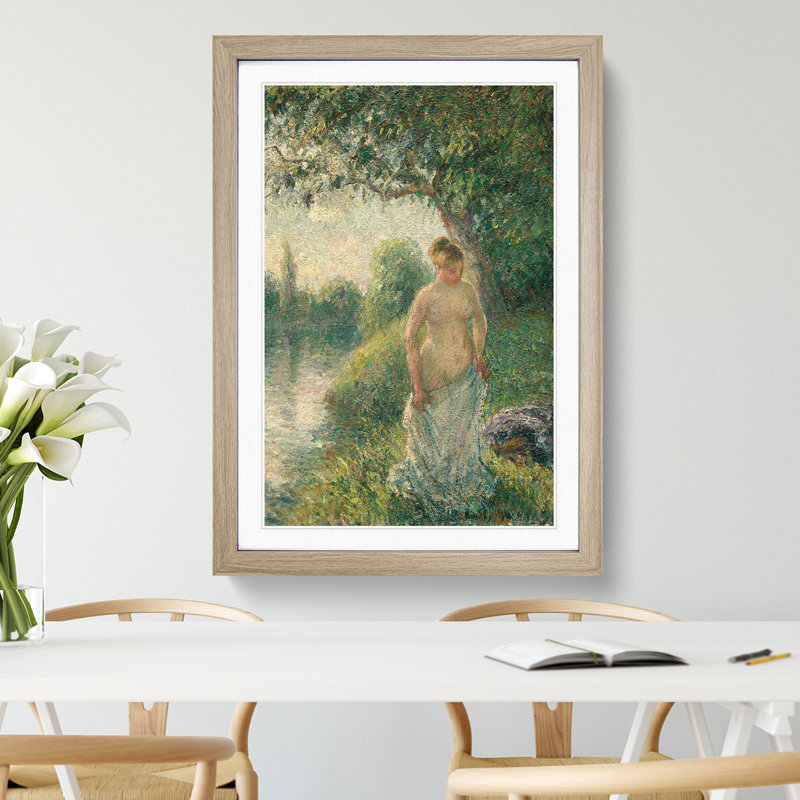 The Bather by Camille Pissarro - Picture Frame Painting, Oak Framed, 48cm H x 36cm W x 2cm D