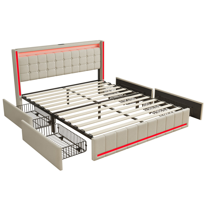 Upholstered Bed, Super King (6'), Beige