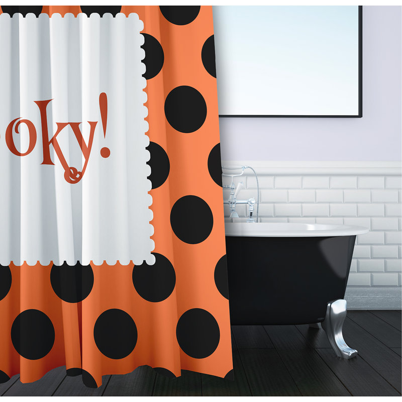 Rideau de douche à pois Isao par E by Design, Orange traditionnel