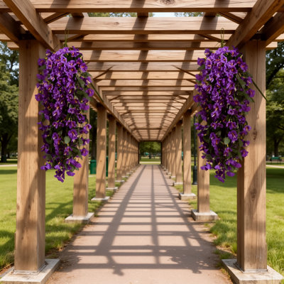 2pcs Faux Silk Uv Resistant Realistic Morning Glory Trailing Vines