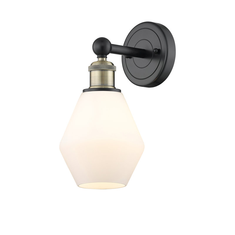 Amylea Armed Sconce, Cased Matte White, Black Antique Brass
