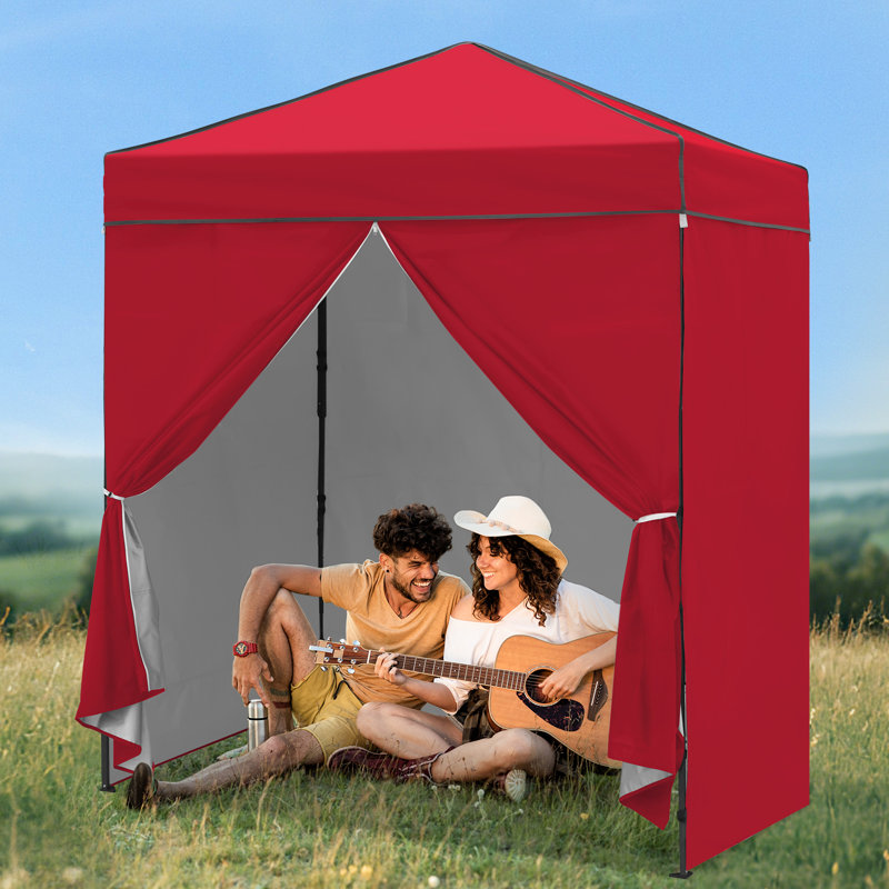 6x4 Canopy Tent, Heavy Duty Pop up Canopy with Sidewalls, Red