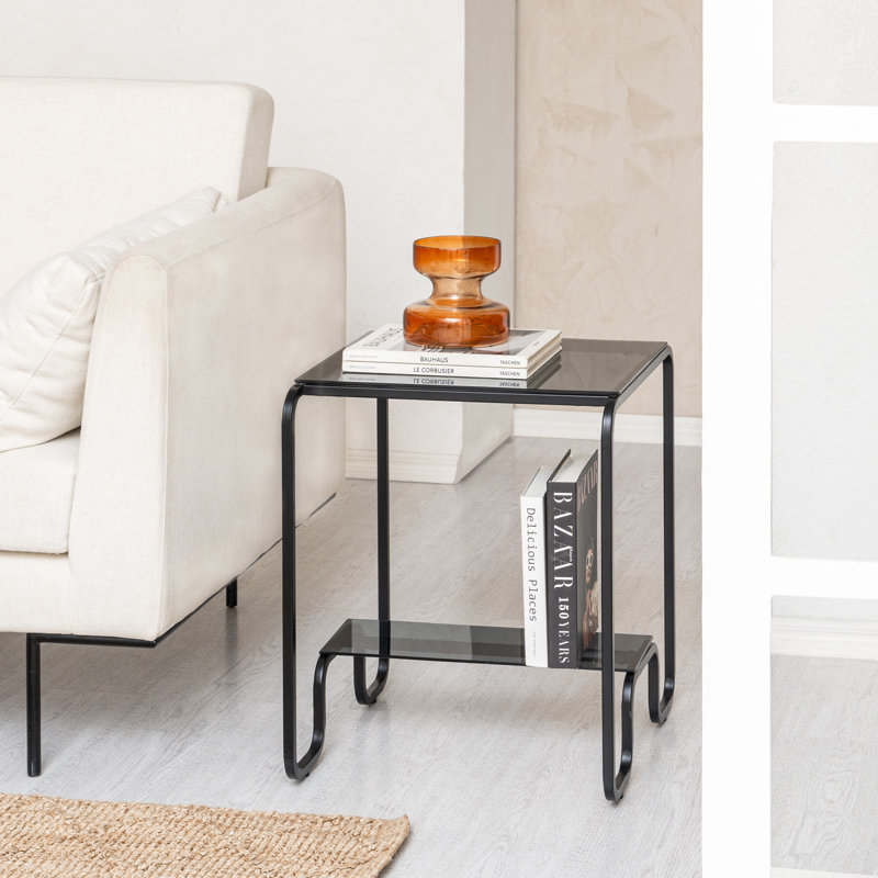 Akshata Cindina 2-Tier Tempered Glass End Table