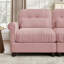 Canapé d'angle modulaire en chenille, coussin d'assise à bord froncé, accoudoirs arrondis et coussins de soutien lombaire