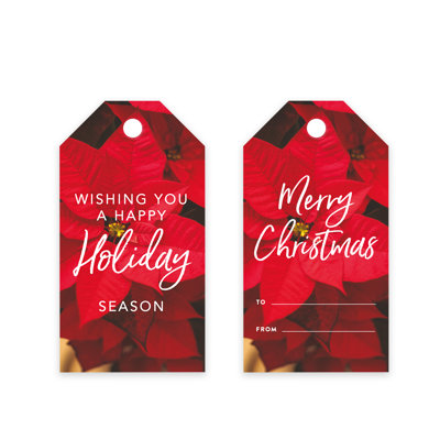  Christmas Gift Tags Merry Christmas Poinsettia Holiday Tags 60-Pack
