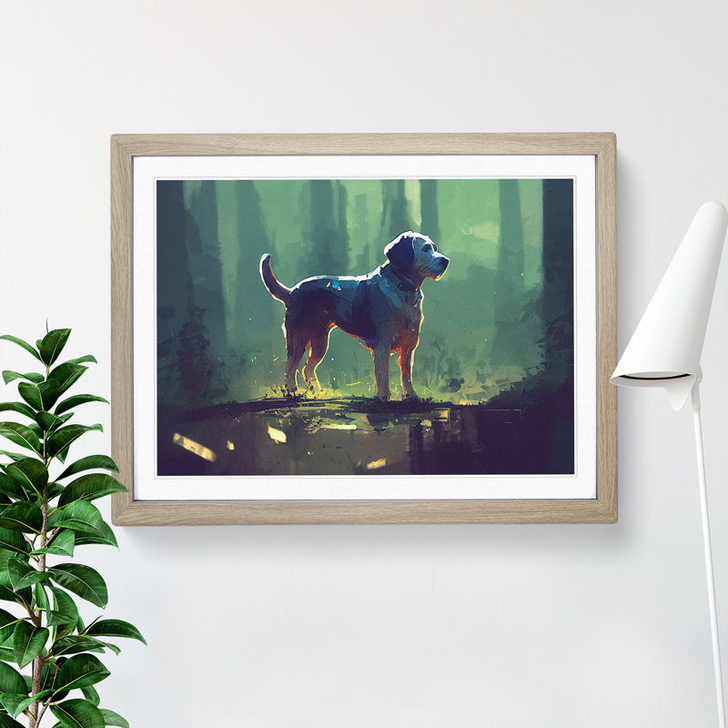 Dog Vol.2 Abstract - Single Picture Frame Painting, Oak, 46cm H x 64cm W x 2cm D
