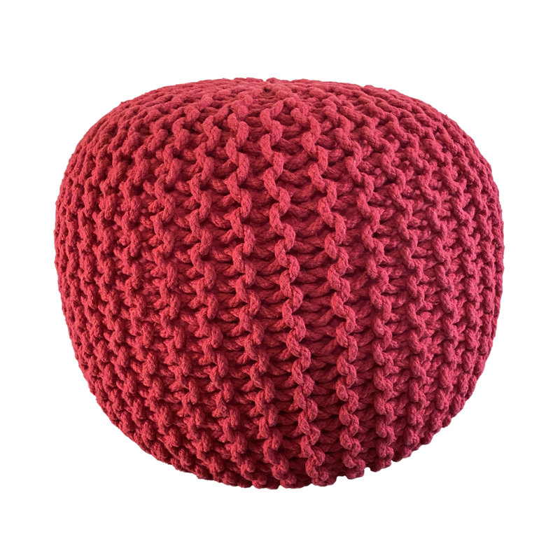 Verica Upholstered Pouf, Red Cotton Blend