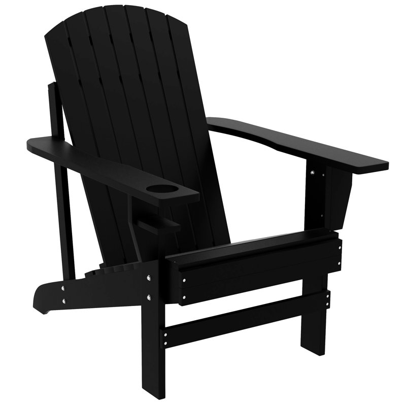 Grazierville Wood Outdoor Adirondack Chair, Black