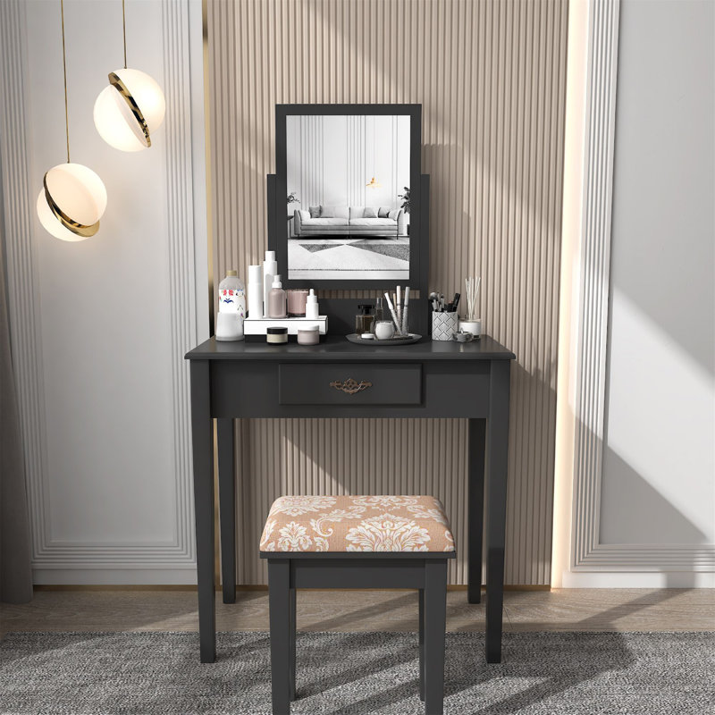 Ensemble de coiffeuse avec tabouret et miroir
