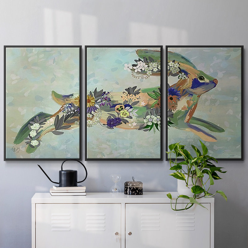 Fantastic Florals Hare, 3 pièces, Noir, H 24 po x l 48 po x P 2 po