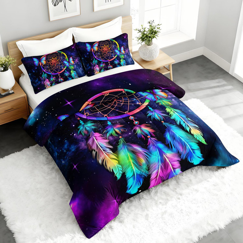 Ensemble d'édredon Dream Catcher Galaxy, ensemble de literie bohème avec 2 taies d'oreiller, literie douce et lavable à la machine, édredon toutes saisons pour le décor