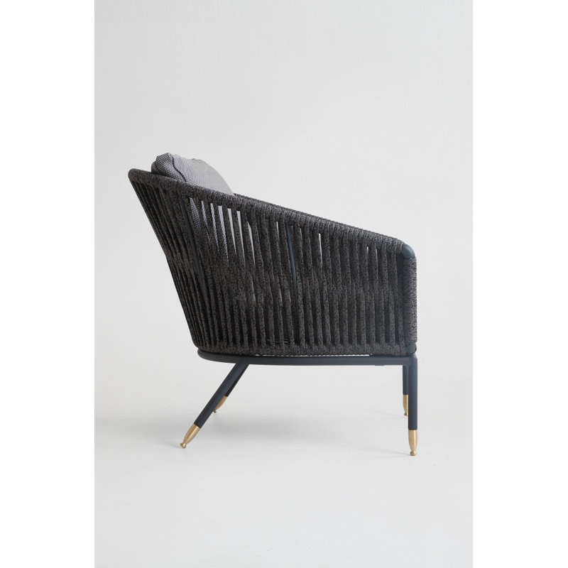 Outdoor 2 - Seat Patio Sofa, Platinum Flat Ropetek, Graphite