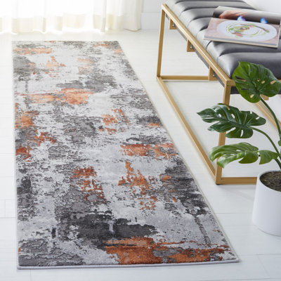 Tapis abstrait gris / orange Ettinger