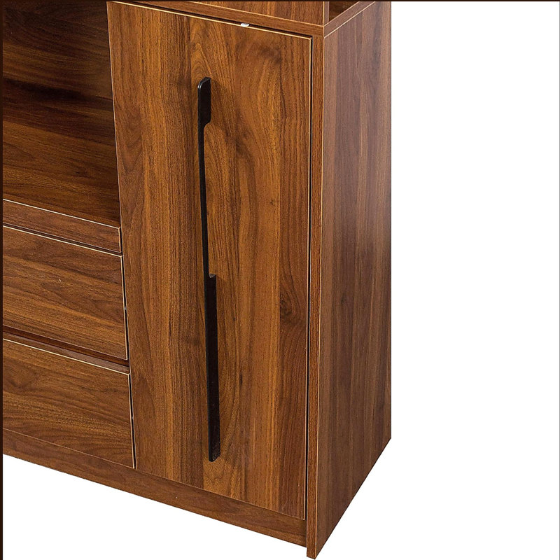 Armoire de cuisine de 70,87 po de hauteur avec tablette de rangement coulissante multifonctionnelle à plusieurs niveaux, tablette latérale à 4 niveaux, 2 tiroirs, avec porte vitrée, cloche à nourriture autoportante avec support pour micro-ondes