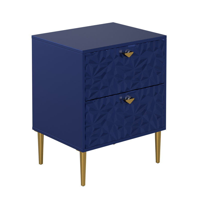 Table de chevet 2 tiroirs Baity, Bleu