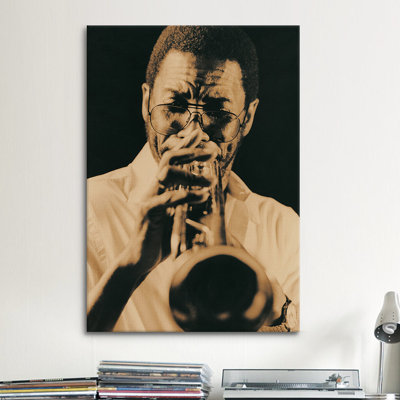 Jazz Trumpet Player Vintage Photographic Print on Canvas