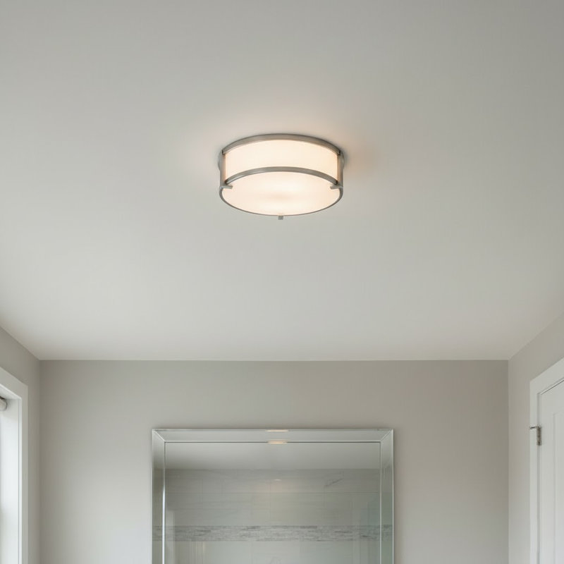 Lowell Modern Flush Mount Ceiling Light, Antique Nickel, 4.75" H x 16" W x 16" D