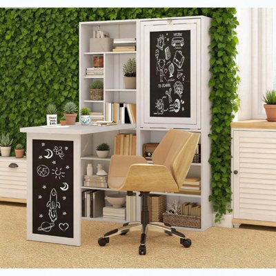 Fold-out Convertible Office Desk with Blackboard