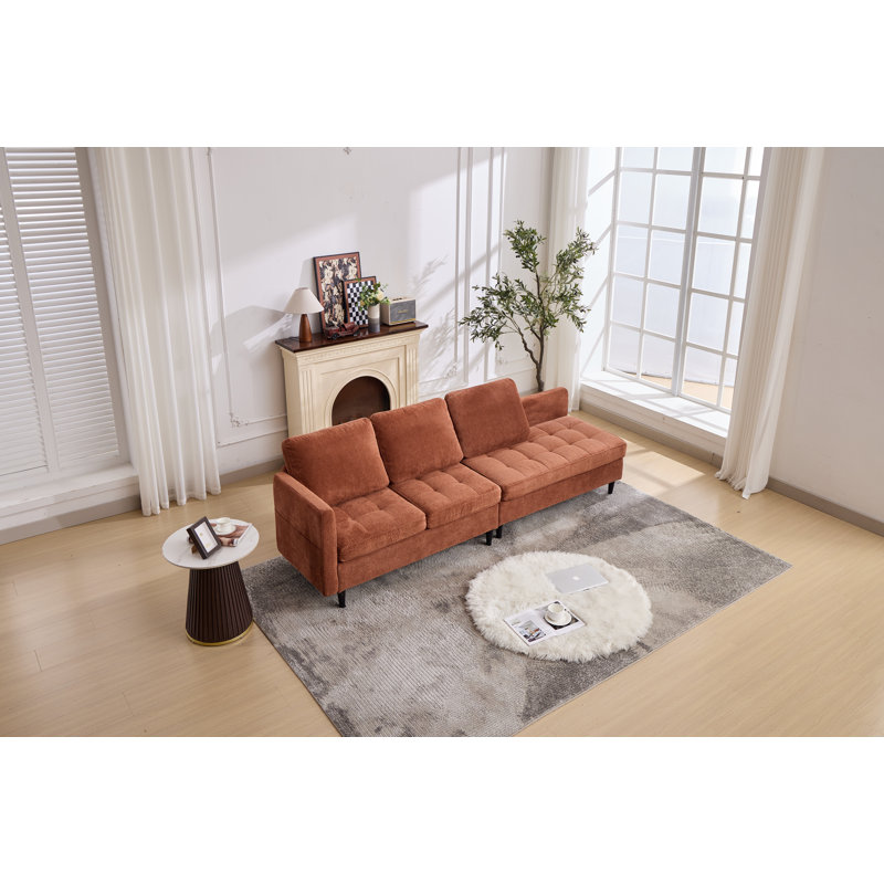 77.5'' W Modular L-Shaped Sofa With Storage Chaise And USB Charge, Tangerine
